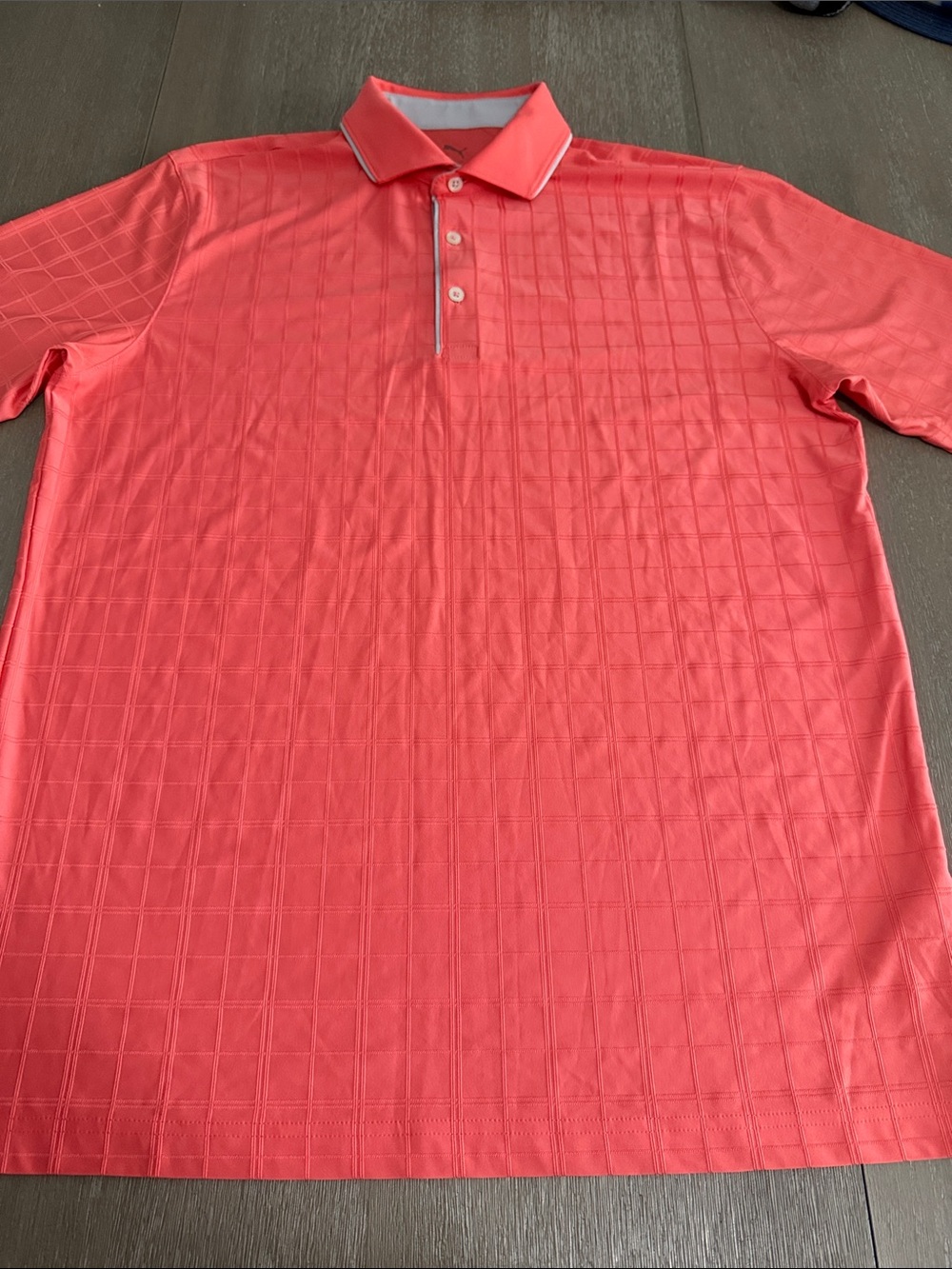 Puma Coral Grid-Textured Short Sleeve Polo